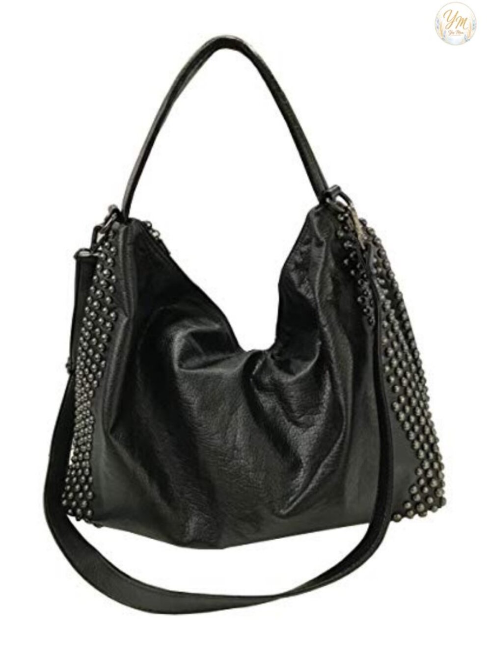 Gothic Skull Studded Tote Saturn Handbag Large Capacity PU Leather Satchel